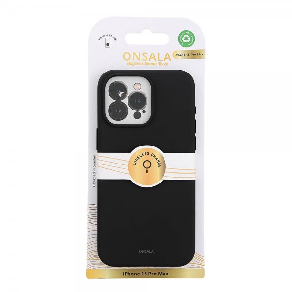 Onsala iPhone 15 Pro Max Deksel Silicone Touch MagSeries Svart