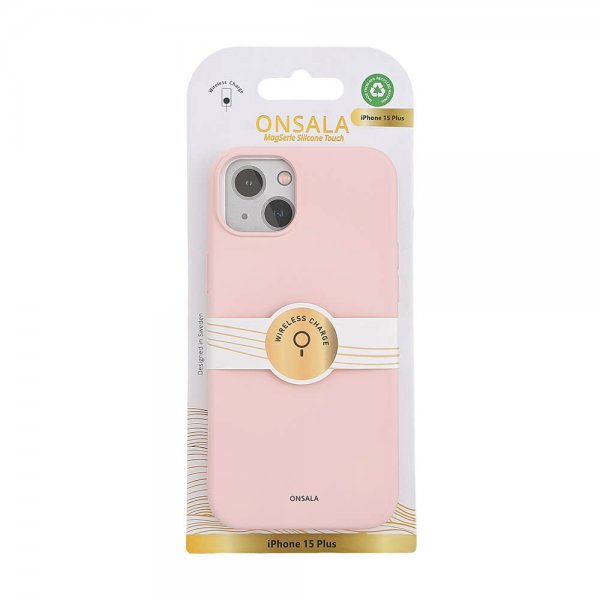 Onsala iPhone 15 Plus Deksel Silicone Touch MagSeries Chalk Pink
