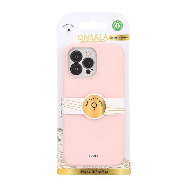 Onsala iPhone 15 Pro Max Deksel Silicone Touch MagSeries Chalk Pink