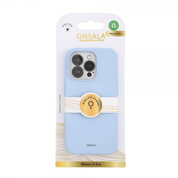 Onsala iPhone 15 Pro Deksel Silicone Touch MagSeries Lyseblå