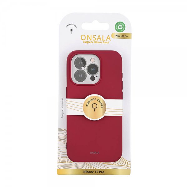 Onsala iPhone 15 Pro Deksel Silicone Touch MagSeries Deep Red