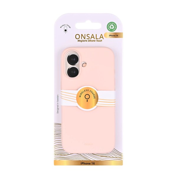 Onsala iPhone 16 Deksel Silicone Touch Chalk Pink