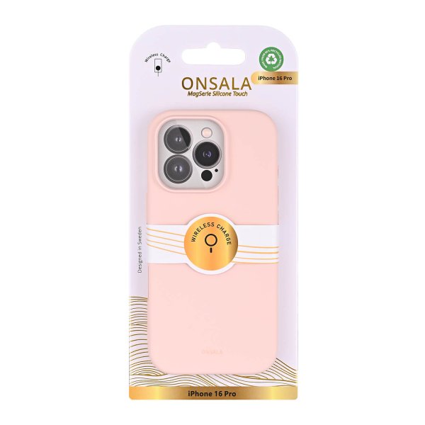 Onsala iPhone 16 Pro Deksel Silicone Touch Chalk Pink