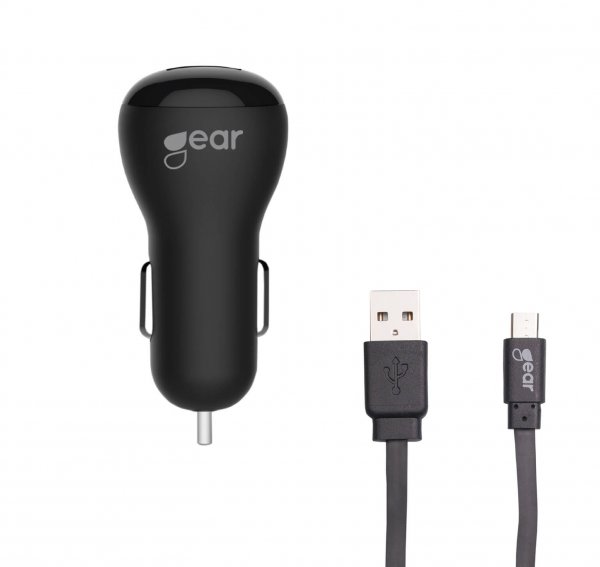 Gear Billader 1xUSB 1A Micro-USB kabel 1m Svart