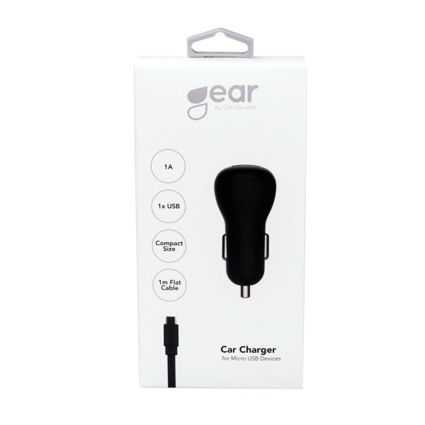 Gear Billader 1xUSB 1A Micro-USB kabel 1m Svart