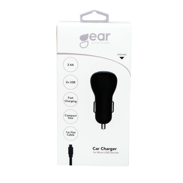 Gear Billader 2xUSB 2.4A Micro-USB Kabel 1m Svart