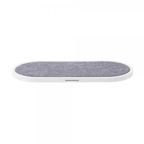 Gear Trådløs Dual QI Lader 2x10W Hvit Grå Tekstil