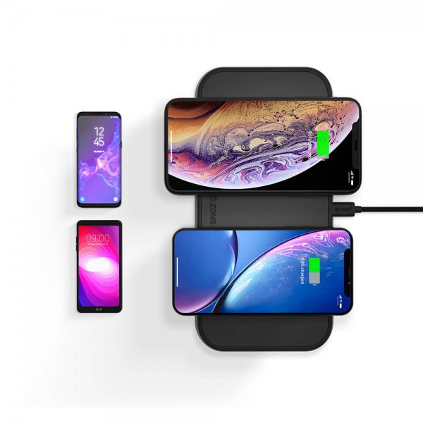 Zens Dual Aluminium Trådløs Charger Svart