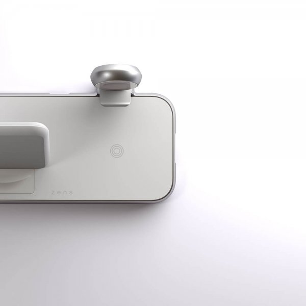 Zens 4 in 1 Stand+Watch Trådløs Charger Aluminium Hvit