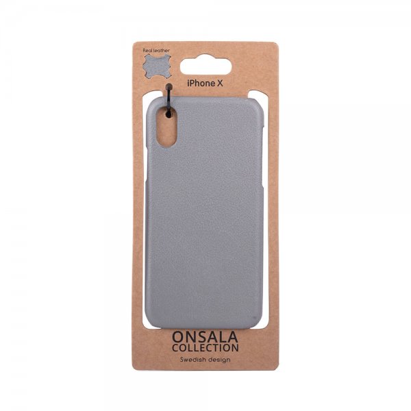Onsala iPhone X/Xs Deksel Ekte Skinn Grå