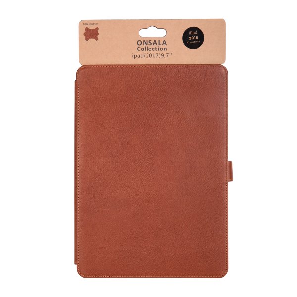 Onsala iPad 9.7 (gen 5/6) Etui Ekte Skinn Brun