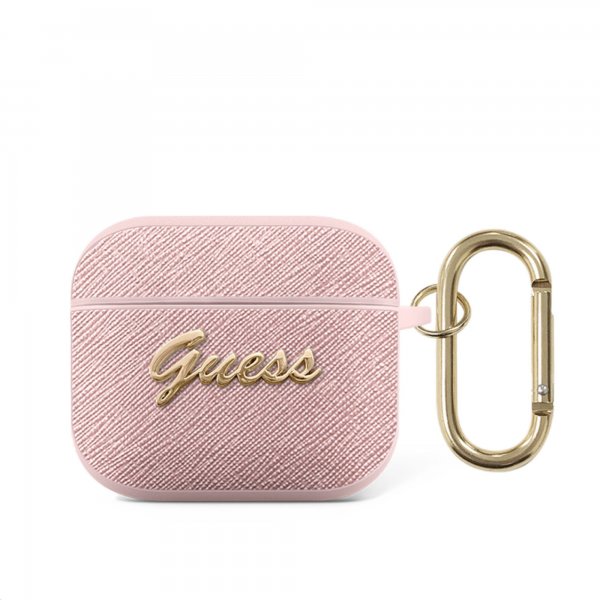 Guess AirPods 3 Deksel Saffiano Metal Logo Rosa