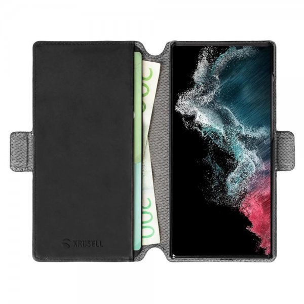 Krusell Samsung Galaxy S22 Ultra Etui Leather PhoneWallet Svart