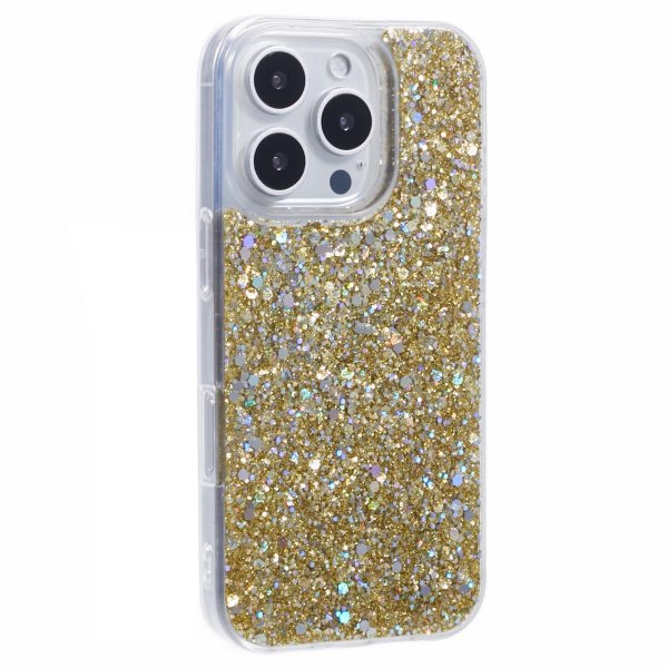 Nordic Covers iPhone 16 Pro Deksel Sparkle Series Citrine Gold