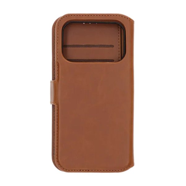 Rvelon iPhone 17 Pro Etui 4 Kortlomme Avtakbart deksel Brun