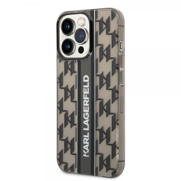Karl Lagerfeld iPhone 14 Pro Deksel Monogram Vertical Stripe Svart