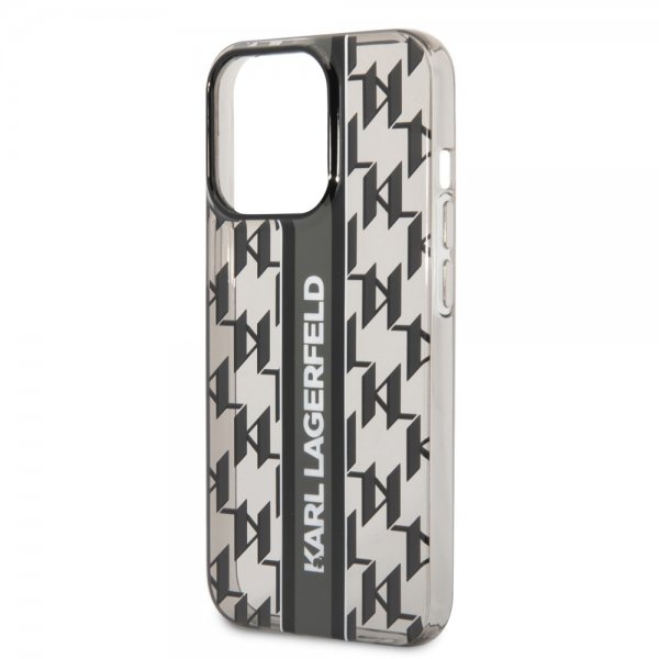 Karl Lagerfeld iPhone 14 Pro Deksel Monogram Vertical Stripe Svart