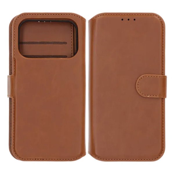 Rvelon iPhone 17 Pro Max Etui 4 Kortlomme Avtakbart deksel Brun