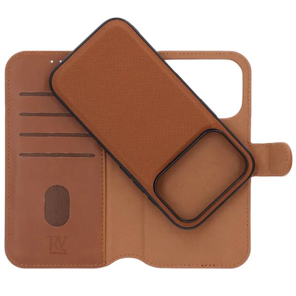 Rvelon iPhone 17 Pro Etui 4 Kortlomme Avtakbart deksel Brun