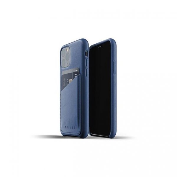 Mujjo iPhone 11 Pro Deksel Full Leather Wallet Case Monaco Blue