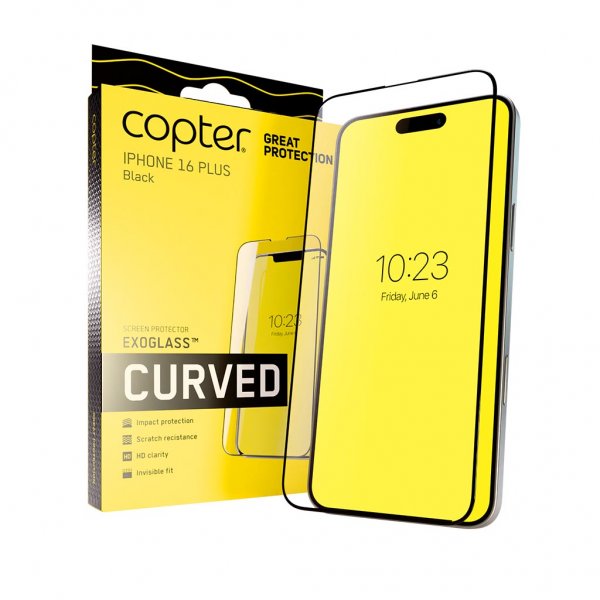 Copter iPhone 16 Plus Skjermbeskytter Exoglass Curved
