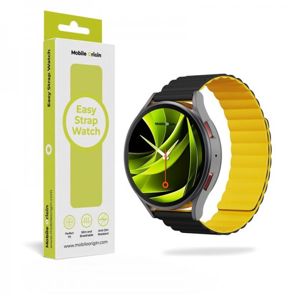 Mobile Origin Samsung Galaxy Watch 20mm Armbånd Easy Strap Svart Gul