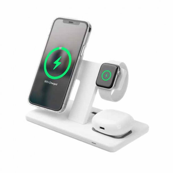 Fixed Trådløs lader MagPowerstation 3in1 Stand MagSafe Hvit