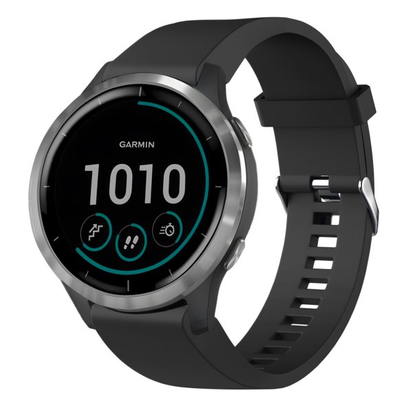 Fixed Garmin QuickFit 20mm Armbånd Silicone Strap Svart