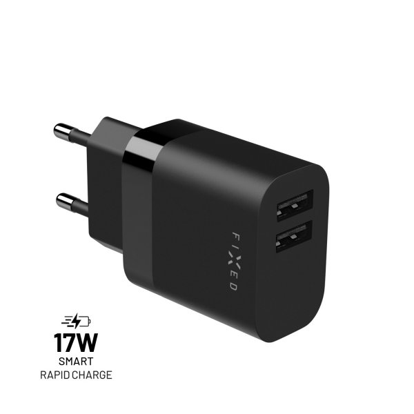 Fixed Lader 2xUSB-A 17W Svart