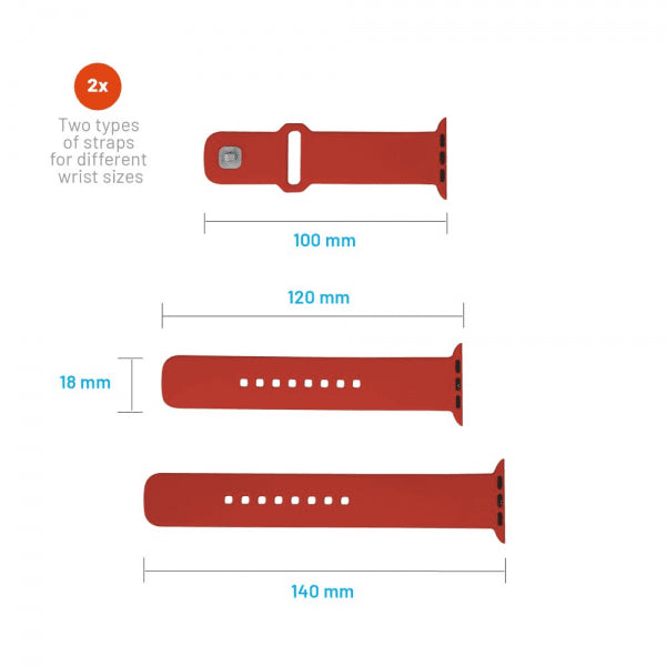 Fixed Apple Watch 44/45/46mm Armbånd Silicone Sporty Strap Rød