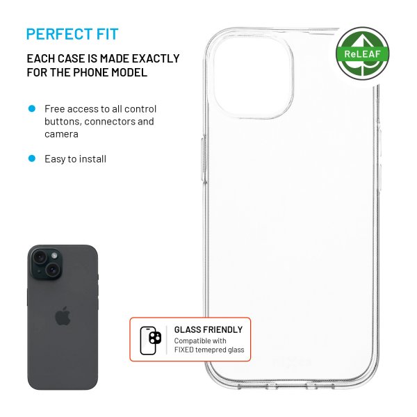 Fixed iPhone 14/iPhone 15 Deksel ReStory Transparent