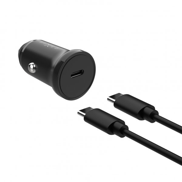 Fixed Mobillader til bil med USB-C Kabel 1m 20W PD Svart