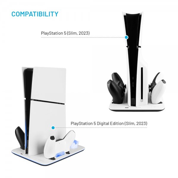 Fixed Multifunctional PS5 Slim Cooling and Charging Station