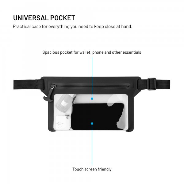 Fixed Vanntett Etui Mobiltelefon Dry Belt Svart