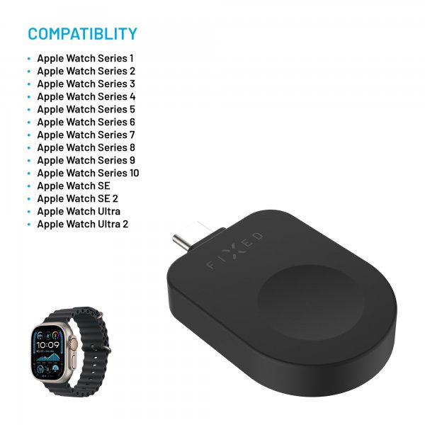 Fixed Lader Apple Watch USB-C Svart