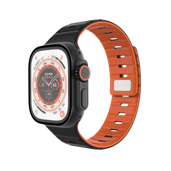 Fixed Apple Watch 42/44/45/46mm Armbånd Silicone Magnetic Strap Svart