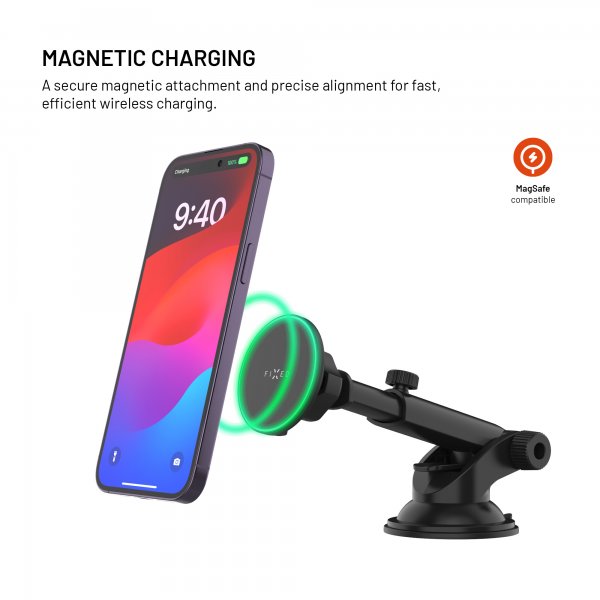 Fixed Mobilholder til bil MagRound 2 XL Dashboard 15W MagSafe