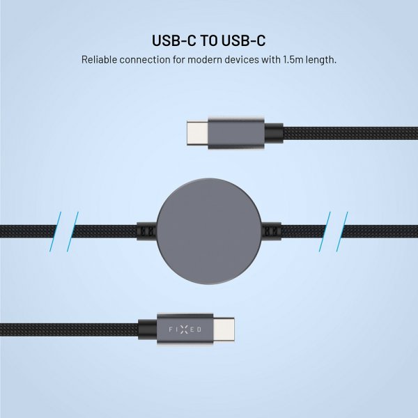 Fixed USB-C Kabel med Smartwatch-lading 1.5m Svart