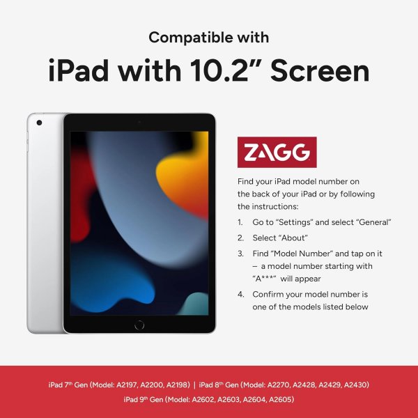 Zagg iPad 10.2 (gen 7/8/9) Deksel Rugged Tablet Case Svart
