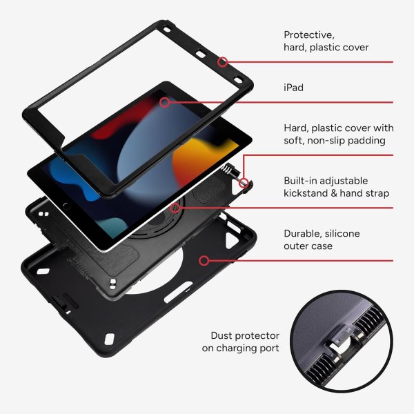 Zagg iPad 10.2 (gen 7/8/9) Deksel Rugged Tablet Case Svart