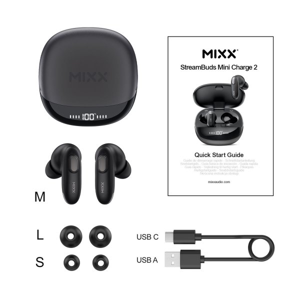 Mixx Trådløse Hodetelefoner StreamBuds Mini Charge 2 Svart