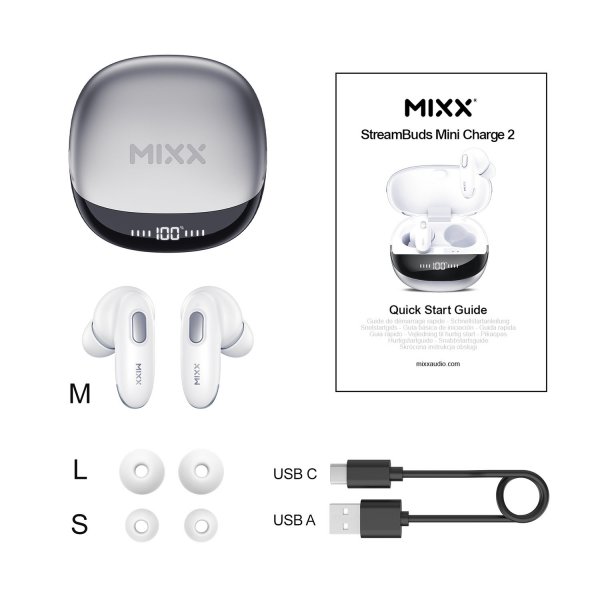 Mixx Trådløse Hodetelefoner StreamBuds Mini Charge 2 Hvit