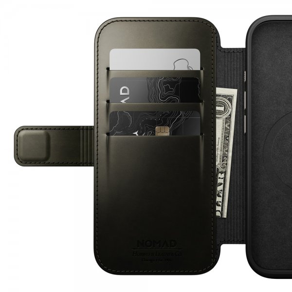 Nomad iPhone 16 Pro Etui Modern Leather Folio Horween Green Chrome