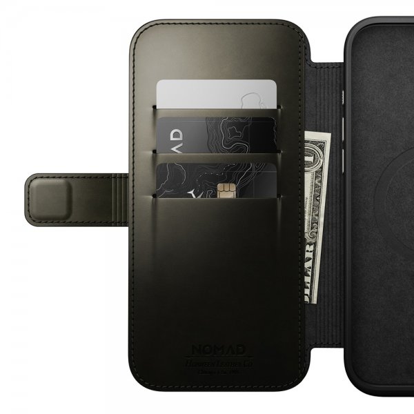 Nomad iPhone 16 Pro Max Etui Modern Leather Folio Horween Green Chrome