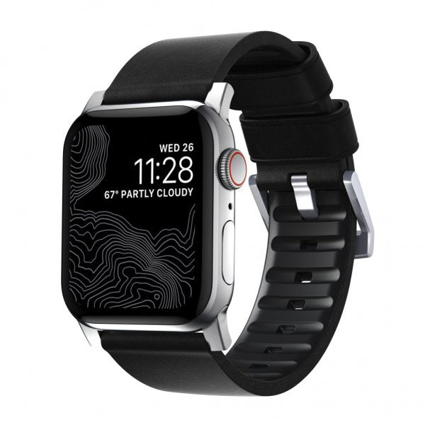 Nomad Apple Watch 44/45/46mm/Apple Watch Ultra Armbånd Active Band Pro Silver Hardware Svart