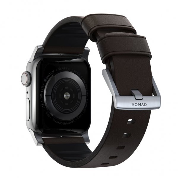 Nomad Apple Watch 44/45/46mm/Apple Watch Ultra Armbånd Active Band Pro Silver Hardware Classic Brown