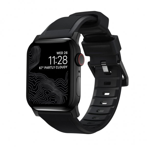 Nomad Apple Watch 38/40/41/42mm Armbånd Rugged Band Black Hardware Svart