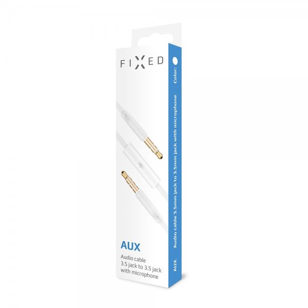 Fixed Kabel AUX 3.5mm with Microphone 1m Hvit