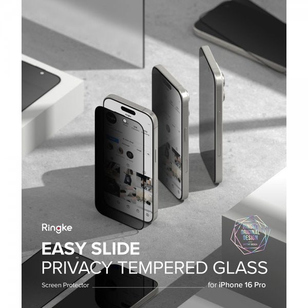 Ringke iPhone 16 Pro Skjermbeskytter Easy Slide Privacy 2-pakning