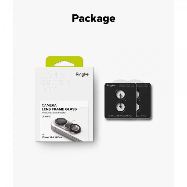 Ringke iPhone 16/iPhone 16 Plus Kamerabeskytter Camera Lens Frame 2-pakning